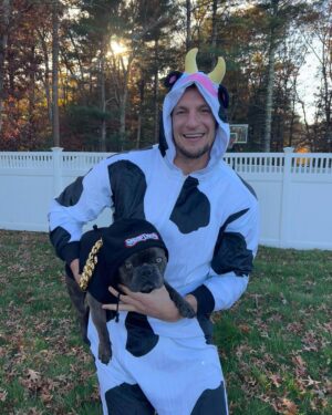 Rob Gronkowski Instagram - Had to recreate my legendary GronCOWski Halloween costume from 18 years ago🐮!!! MOO HAPPY HALLOWEEN!!!