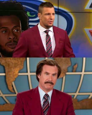 Rob Gronkowski Instagram - Gronk dressed up as Ron Burgundy and nailed the impression 😂🐿️