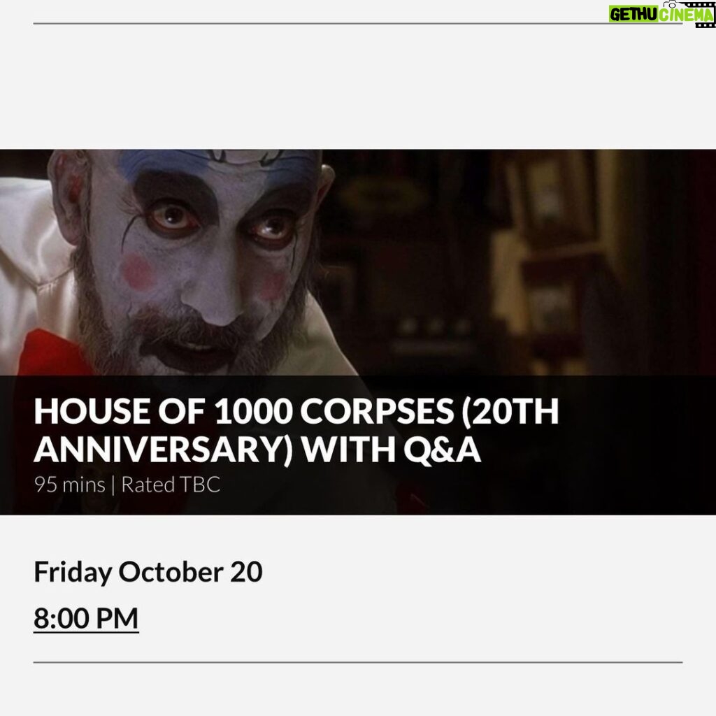 Rob Zombie Instagram - If you happen to be in Connecticut in October come on down to this special event at the Bantam Cinema @bantam.cinema 🎃🎃🎃🎃🎃🎃