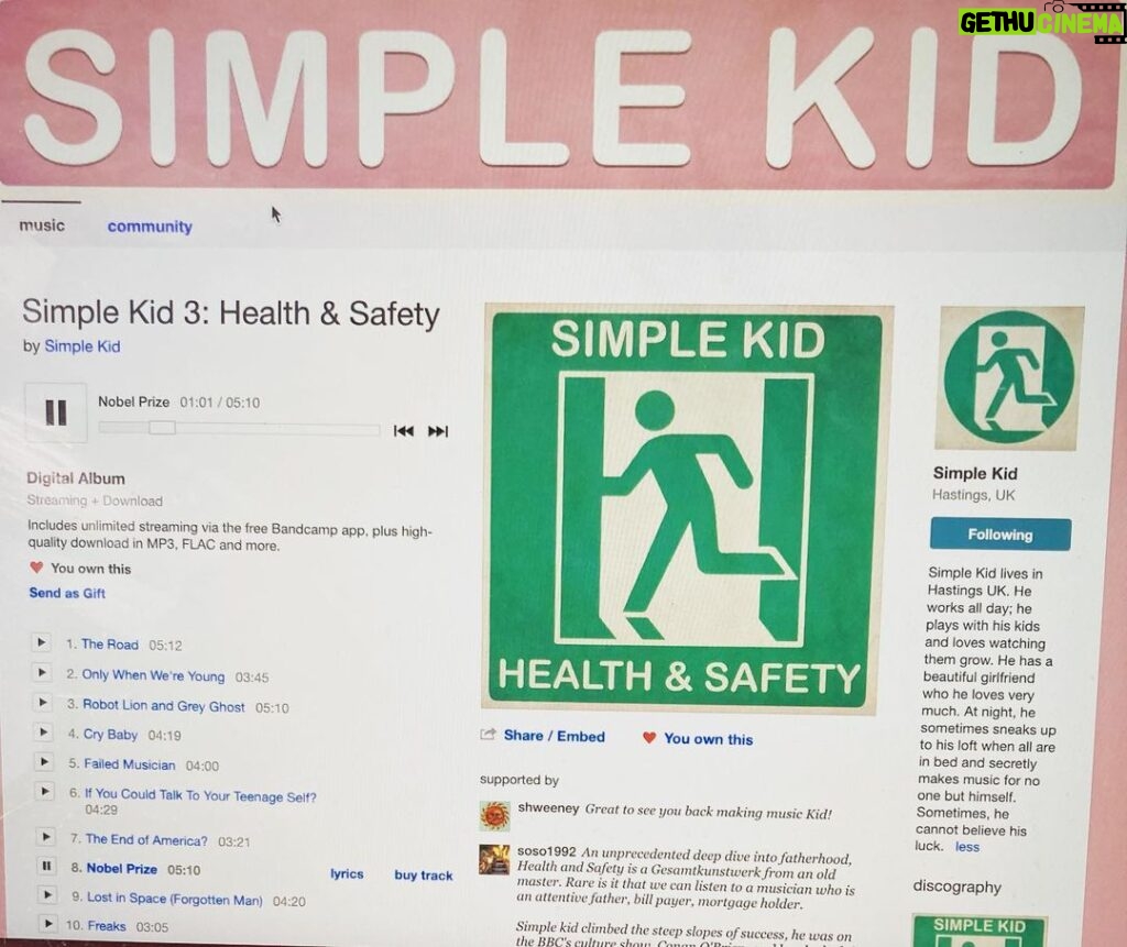 Robert Sheehan Instagram - Simple Kid is back with Album 3! Took ya long enough Simp - I’ve loved your 🎹🎸 lifelong - listen to his latest opus here on BandCamp - https://simplekid.bandcamp.com/album/simple-kid-3-health-safety