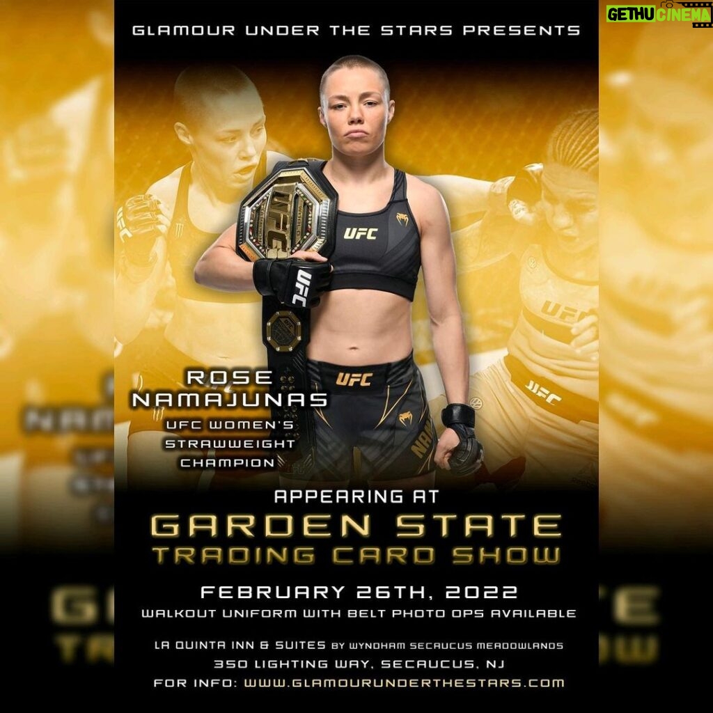 Rose Namajunas Instagram - Hey everyone! Come meet me in Secaucus NJ at Garden State Trading Card Show February 26 . VIP dinner tickets also available @glamourshowstar @laznyc