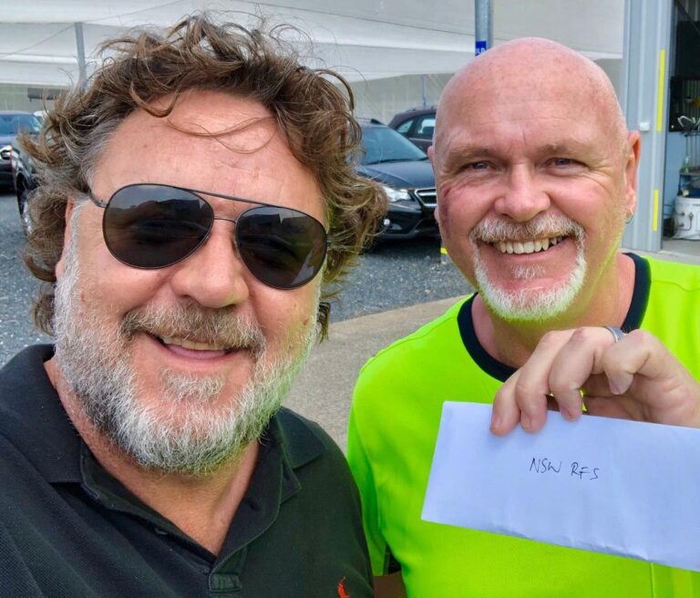 Russell Crowe Instagram - So... delivered 19 cheques to RFS Captain John Lardner, a total of $105k because I cant count apparently, haha all good @NSWRFS