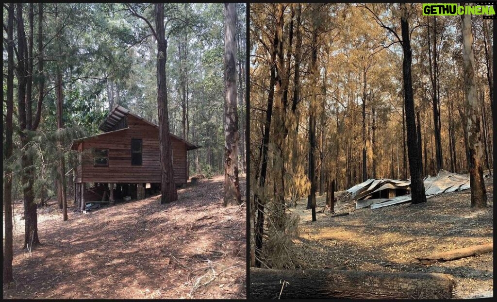 Russell Crowe Instagram - So you can get a feel for a bushfire, here’s a little side by side...