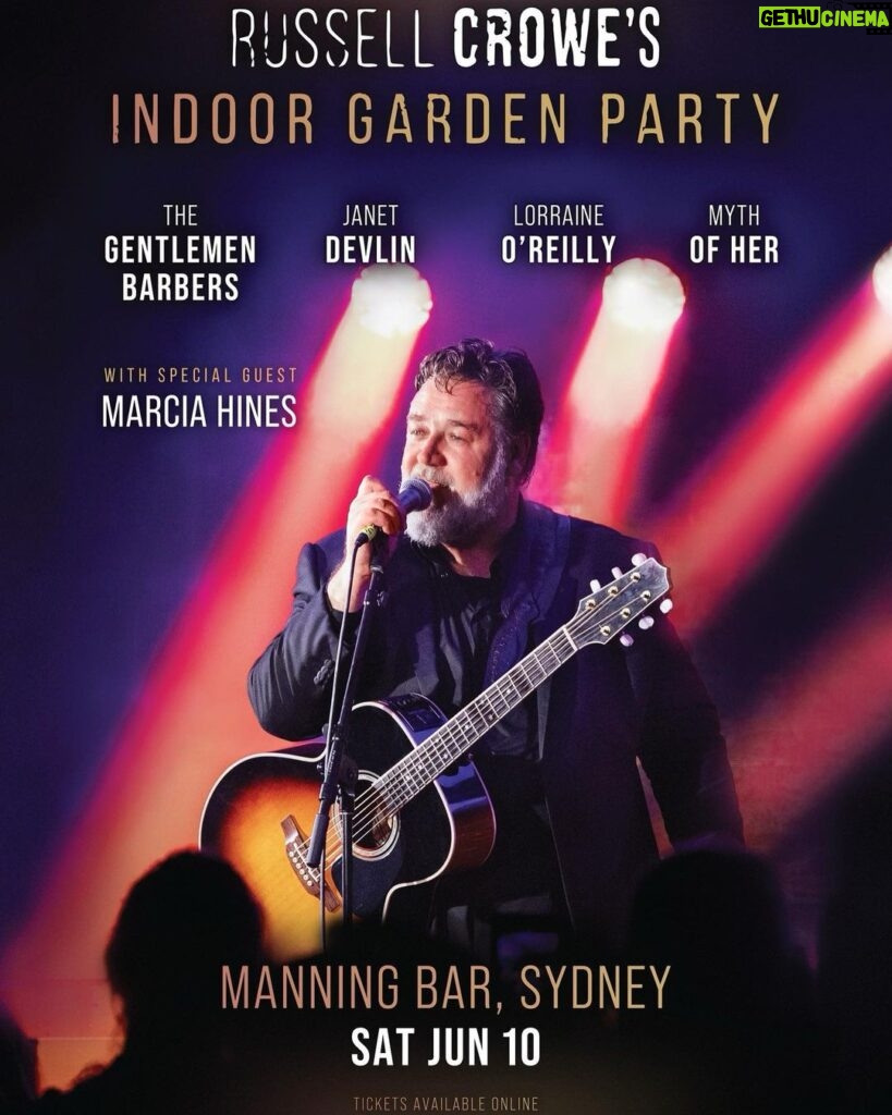 Russell Crowe Instagram - Last show of the tour Saturday night June 10 The Manning Bar Sydney Going to be huge. See you there.