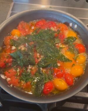 Ryan Seacrest Instagram - I love sea bass in the summer. It’s simple and a great opportunity to use quality extra virgin olive oil 🫒

Step 1
Put a little olive oil, salt, pepper, and herbs on the raw fish

Step 2
Separately cook some summer tomatoes with sage, basil, garlic, and olive oil in a pan

Step 3
Heat the pan. I use grapeseed oil when pan frying due to its high smoke point and its clean taste. Cook the fish skin side down until it’s cooked through (I like the skin golden brown and crispy) and add minced garlic.

Step 4
Add some lemon and fresh EVOO on top and enjoy!