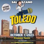 Sal Vulcano Instagram - TOLEDO! How are you fine Ohioans? (<— this feels incorrect) I will see you THIS Sunday! If you want a chance to win a MEET & GREET, comment and tag a friend! Toledo. Sounds like torpedo. I think that’s why I’m shooting through the air with a microphone between my legs. The microphone represents a torpedo and the torpedo represents Toledo. But come to think of it, I believe torpedoes are exclusively under water? So, maybe it’s supposed to be like a big flying microphone phallus or something. Believe whichever one makes you want to come to the show.