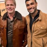 Sam Asghari Instagram - At the #bennettmiller 🖼️ @gagosian with some cool people last night. Also got alot of skin care tips from Brad Pitt 💪🏽😂 #notwaxfigure