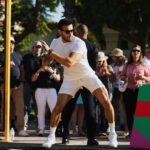 Sam Asghari Instagram - Had a great time playing at @desertsmash hosted by @charlizeafrica benefiting @ctaop 🎾🏓 with some of the greats including the 🐐 @djokernole @indianwellstennisgarden was a great first time experience. @vossworld wearing @vuoriclothing 👟 @asics