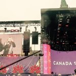 Sandra Oh Instagram - Rehearsing #Canada150 in the ☔️ w/ @mitsougelinas! The stage is 😉 Hope to see you out there 🇨🇦 Day July 1st! ☔️ or ☀️
