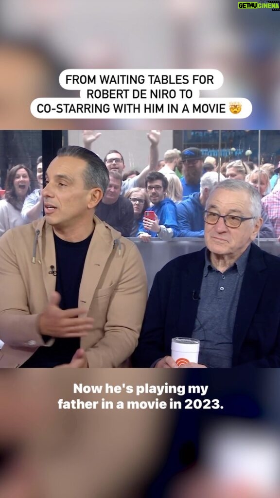 Sebastian Maniscalco Instagram - @sebastiancomedy first met Robert De Niro in 2002 while waiting tables at the Four Seasons, where the acting legend ordered almonds with his tea. Nearly two decades later, Maniscalco can’t believe De Niro went from childhood idol to onscreen dad. #AboutMyFather