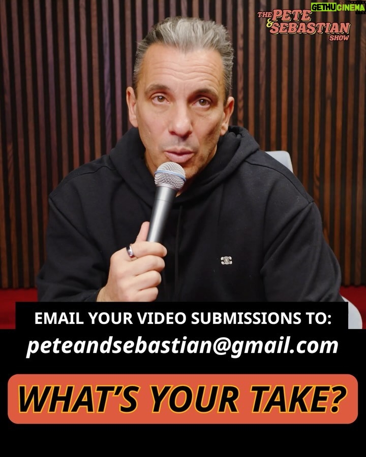 Sebastian Maniscalco Instagram - WHAT’S YOUR TAKE? Email your video submissions asking Pete and I for our take on what’s going on in your life to peteandsebastian@gmail.com