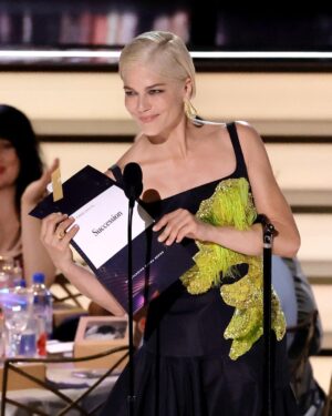 Selma Blair Instagram - When I was invited to present Outstanding Drama Series at the 74th Annual Emmy awards, my spirits rose exponentially. I would be a part of this important Hollywood event, presenting the final award of the night. I never imagined I would walk across that stage and be given the truest gift for me. Love. Applause. Standing along with me. I have never been on this stage before. I haven’t had awards like this in my career, but my God, to be recognized by these brilliant talents. And loves. And icons. The ones who give us their life for this art. What admiration I have. I am basking in this moment. I thank you for having me. For embracing me. Humbled with gratitude. Congratulations to all of the nominees and the winners alike. You made the shows that got us through. I love you. 💛

Image Description 1: Selma has short blonde hair and is wearing a black dress with chartreuse embellishment. She is standing on stage behind a microphone holding a card that reads “Succession.” 

Image Description 2: Selma is standing with her black cane in her right hand and is wearing a long black dress with chartreuse embellishment and a ruffle at the bottom. She has has short blonde hair and is looking slightly off to the right.

Image Description 3: Selma is standing with her black cane in her right hand and is wearing a long black dress with chartreuse embellishment and a ruffle at the bottom. She has short blonde hair and is holding her left hand to her mouth and smiling while looking to the left.

Image Description 4: Selma is standing center stage while the audience members all around her are giving her a standing ovation and clapping.
