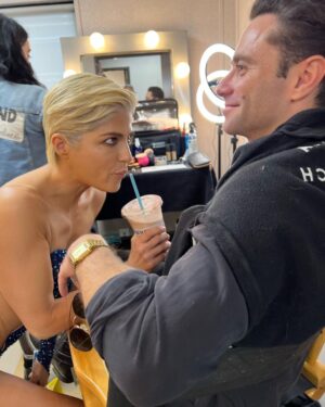 Selma Blair Instagram - Congratulations @charlidamelio. A genius of a dancer, elegant and kind, you deserve all the success in everything you engage in. I love you. What a time it has been. Lasting friends have been found, and I believe the adventures have only just begun. @itsshangela, you have enchanted us all. @gabby.windey, beyond adored, hysterical, and wonderful, you, with the legs to the North Pole. And @mrbradybaby, the one with limitless brilliance, each of you had proven to be the top shelf stuff! And the rest of us losers, I love you beyond. @sashafarber1 … I know where you live. 

Image Descriptions:

Image 1: Charli D’Amelio, Selma and Arthur are standing onstage at DWTS. Charli is on the left in a yellow dress with her dark hair pulled back holding the mirror ball trophy. Selma is standing in the middle in a blue dress with side cutouts, has short blonde hair and is holding her phone up taking a selfie with Charli and Arthur. Arthur has brown hair and is standing on the right wearing all white looking up at camera.

Image 2: Arthur is standing on left while Teresa Giuduce, who is wearing a short gold dress, leans down and kisses him on cheek.

Image 3: Daniel Durant has brown hair and is standing on the left in a blue shirt next to Selma. They are on the ballroom floor.

Image 4: Selma is sitting on the left while Wayne Brady stands on the right wearing a gold jacket.

Image 5: Arthur is standing on the stairs outside wearing a mask while Gabby Windey is kneeling down next to him. She is wearing red and black.

Image 6: Arthur is standing on stage hugging Shangela.

Image 7: Cheryl Burke is on the left. She has light brown hair and is wearing a one shoulder sparkly dress. Selma is next to her on the right. 

Image 8: Selma is on the left holding a drink while looking up at Sasha. He is seated and has dark hair and a dark shirt.

Image 9: Selma is on the left looking at the camera smiling. She is next to Jordin Sparks who has long dark hair pulled back and is wearing a gold dress. 

Image 10: Video of Selma and Arthur going outside while members of the DWTS crew applaud her.