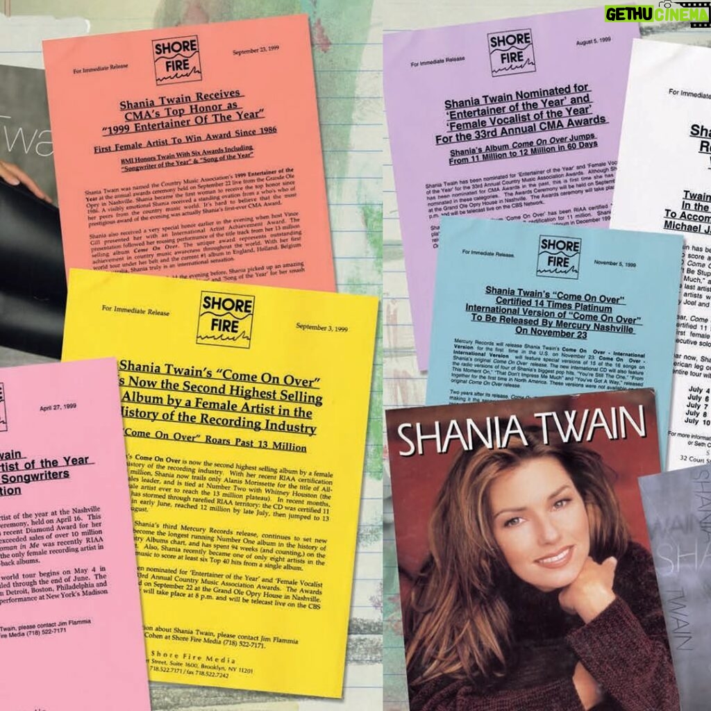 Shania Twain Instagram - 26 years of Come On Over! 🥳 To all the fans, from the ones who were there for the original release in 1997 to those who discovered it along the way to the Diamond Edition release. Thank you for keeping this music alive ❤️🎈 📷 @georgeholzofficial