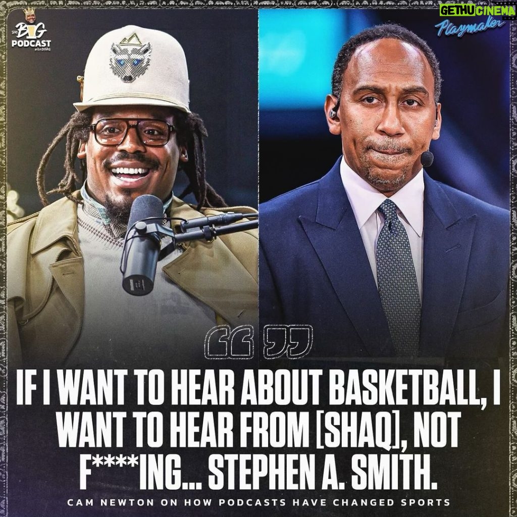 Shaquille O'Neal Instagram - Cam Newton on the ‘Golden Age’ of Athlete-Generated content 👀 Tap into @thebigpodwithshaq for more 🔥