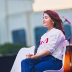Shweta Tripathi Instagram - Shwets and I Popped our 'Kissing on Stage' cherry 🤪 Swipe right to see how - She came.. I saw.. I smiled.. We laughed.. We kissed.. Thank you @spokenfest for such a memorable evening! @sheenakhalid @tessjoseph19 @shantanuanandpoetry Couldn't have done it without you guys 🫵❤️ And to everyone who came and saw us perform.. You'll were the best audience we could have asked for. #GoCheetaGetBattata