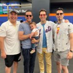Skylar Astin Instagram - Luca’s first Met game was a great success! Took in some batting practice, met Mr Met, and even caught a foul ball! Citi Field