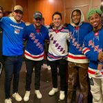 Skylar Astin Instagram - Last night was 10/10! The @nyrangers advance in the playoffs! Swipe for Team Synergy and @gatenm123 and I’s costume change to switch up to the Juju!! 🔴🔵 📸 @mfarsi Madison Square Garden