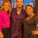 Skylar Astin Instagram - Had a great time sitting down with @kellyripa and @dejavuspeaks on @livekellyandryan today! It’s my mother @queenmerrie ‘s favorite show! So we got to talk all things @sohelpmecbs , my new song ‘Gravity’, and even the legend that is Queen Merrie! Suit: @stylebysarai Grooming: @haileicall Style: @sarahdarceystyle New York City