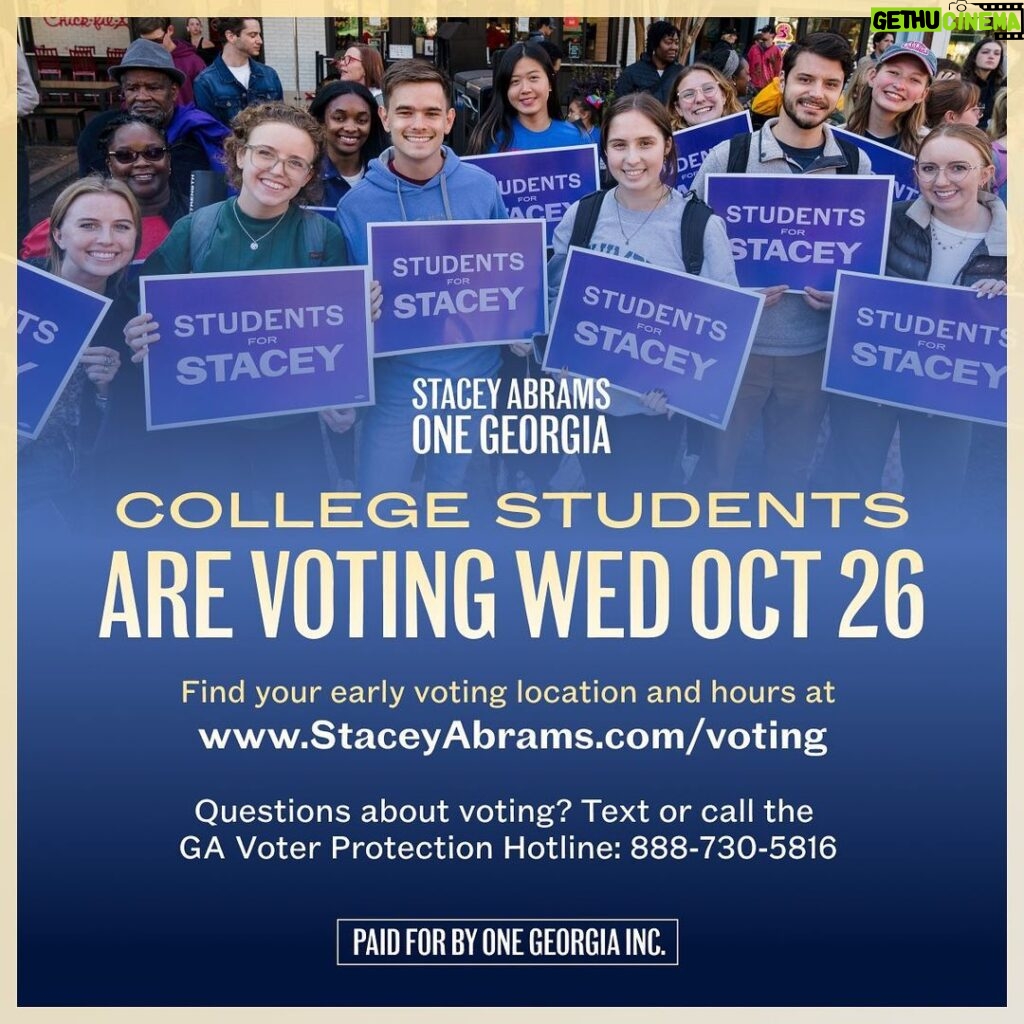Stacey Abrams Instagram - Investing in education is critical for the future of Georgia. College students, we need you to make your voices heard at the polls TODAY. Visit staceyabrams.com/voting to make your plan to vote. #StudentsForStacey
