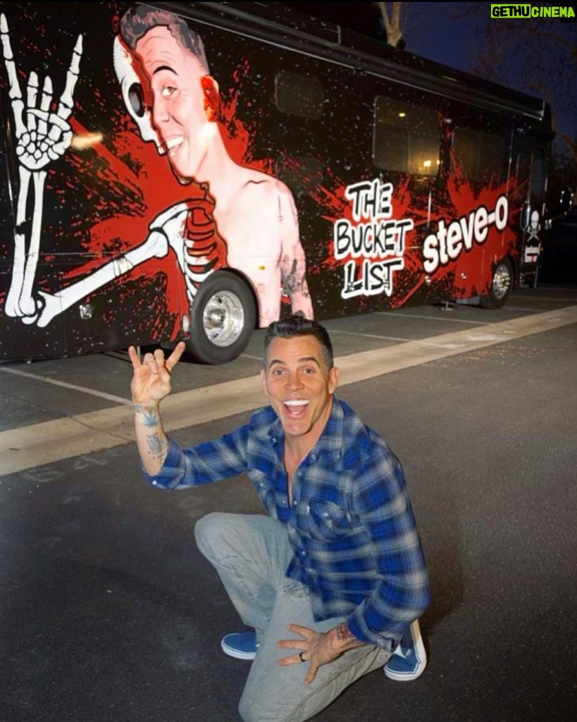 Steve-O Instagram - This bus has just one final run to go on… the LAST LEG… swipe to see the dates! (It’s worth mentioning that I thought my Bucket List tour had been to all 50 states in the USA, but I was mistaken— I never made it to Delaware, so I’m taking care of that with one final run down the east coast— I’ll see you guys there! Yeah dude!!!) Tickets at steveo.com