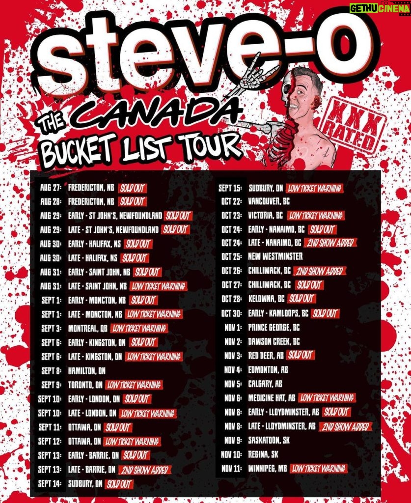 Steve-O Instagram - So many stunts I dreamed of have finally happened for this multimedia comedy tour and, odds are, it’s headed your way… Swipe to see the new dates, link in bio for tickets!