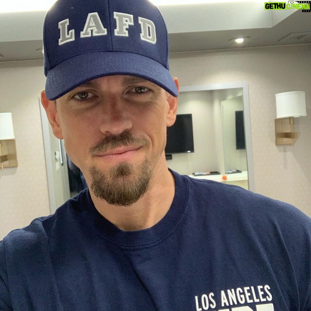 Steve Howey Instagram - I’m wearing my official @losangelesfiredepartment shirt and hat cause I’m a supporter of the men and women, the hero’s of the #losangelesfiredepartment. Get your own @lafdfoundation Los Angeles, California