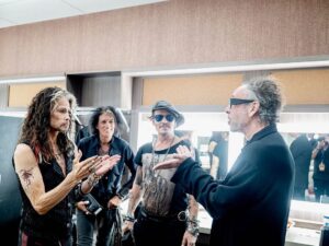 Steven Tyler Instagram - THE TOXIC TWINS MEET THE GOTHIC TWINS 
@timburton @joeperryofficial @aerosmith #JOHNNYDEPP #DEUCESAREWILD 📷@rosshalfin
