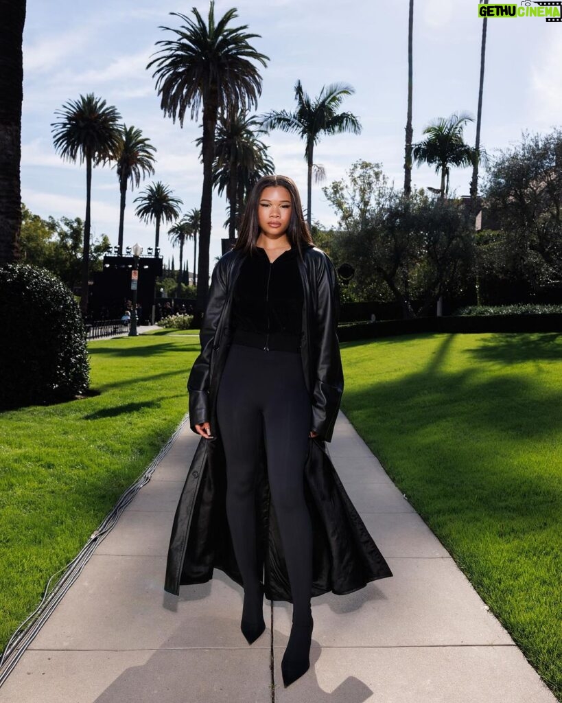 Storm Reid Instagram - cloaked in all black just like a raven Los Angeles, California