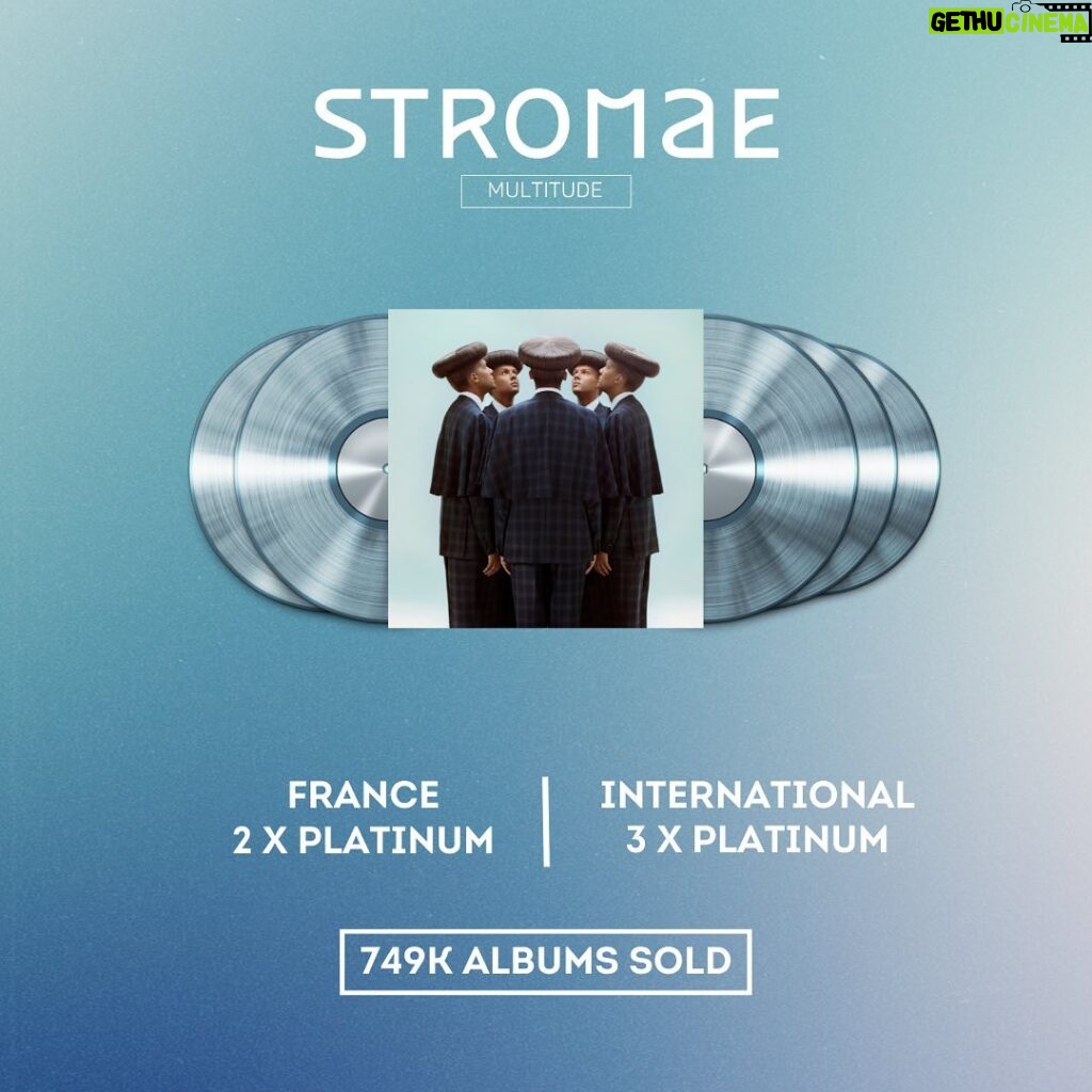 Stromae Instagram - « Multitude » is certified ‘double platinum’ in France and ´triple platinum’ internationally 🏆 « Santé » and « L’enfer » are both diamond certified 💎 What a great accomplishment! Congratulations Stromae and all the teams from @polydorfrance & @interscope but also @auguriproductions and our touring crew who helped us achieve this.