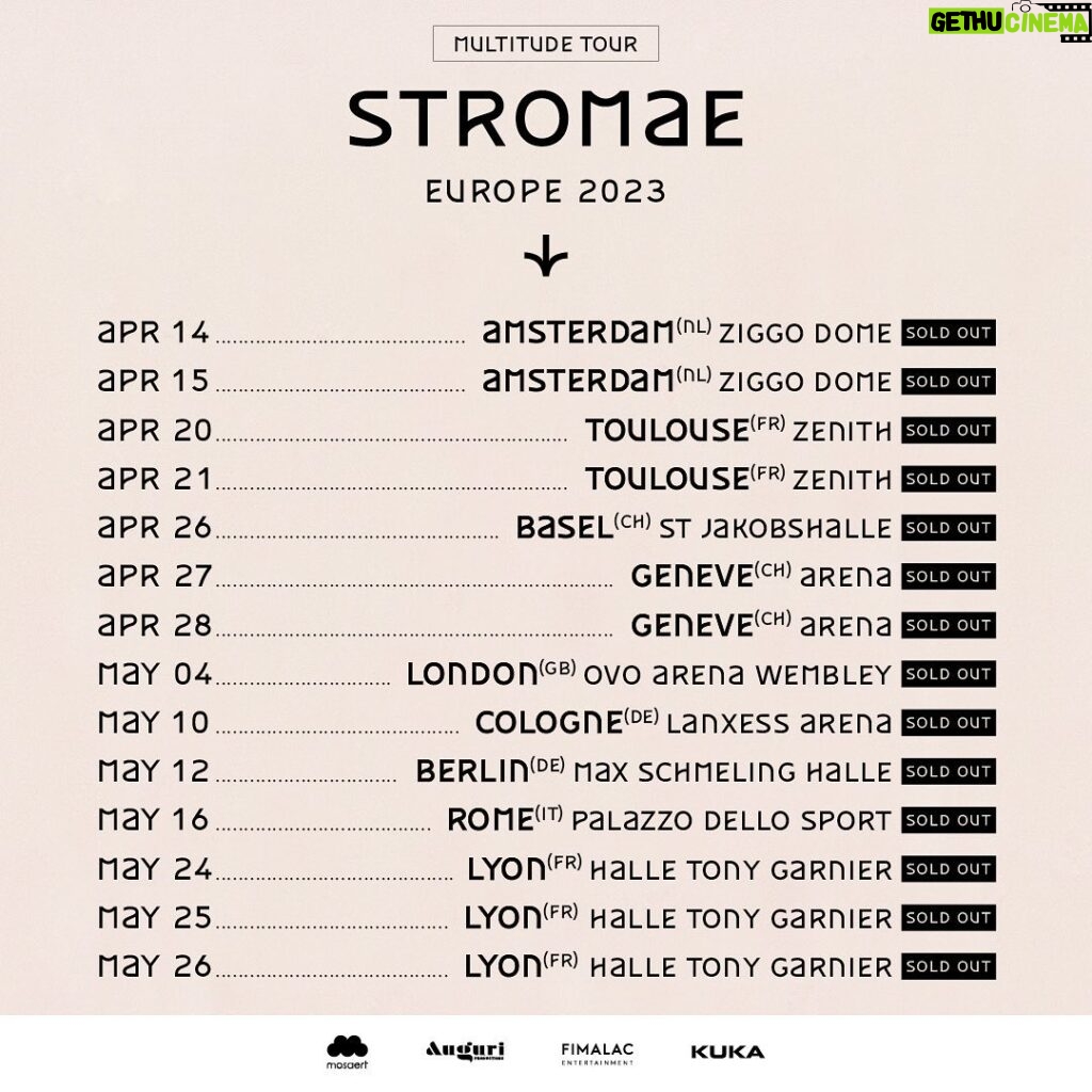 Stromae Instagram - La reprise de la tournée en Europe c'est dans 10 jours ! Rdv à Bordeaux pour les 2 premiers shows. Hâte de vous retrouver! Derniers tickets ici : www.stromae.com/fr/tour -- Europe we are coming! The tour starts again in 10 days in Bordeaux. Can't wait to see you again. Last tickets here: www.stromae.com/fr/tour