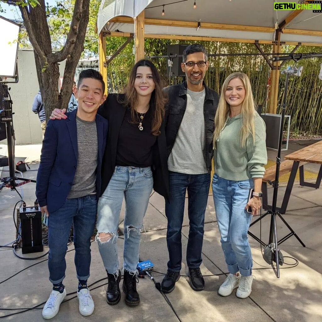 Sundar Pichai Instagram - So much fun to meet @michaeljosh @ijustine @nbtjacklyn after the #GoogleIO keynote this week. Must admit they taught me a thing or two about filming @youtube videos:) Shoreline Amphitheatre At Mountain View