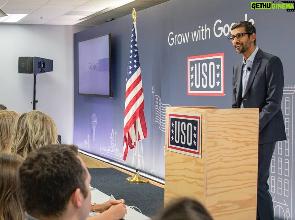 Sundar Pichai Instagram - Spent the afternoon at @theUSO office in San Diego with some U.S. veterans (including some Google veterans) to announce new #GrowWithGoogle initiatives to help transitioning service members & veterans find jobs, build their skills, and grow their businesses San Diego, California