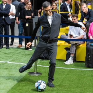 Sundar Pichai Instagram - Excited to have @dfb @dfb_frauenteam join #TeamPixel! Proud to support the German Women's National Team and work together to increase visibility for women's sports. (And thanks for letting me score a goal today:) ⚽