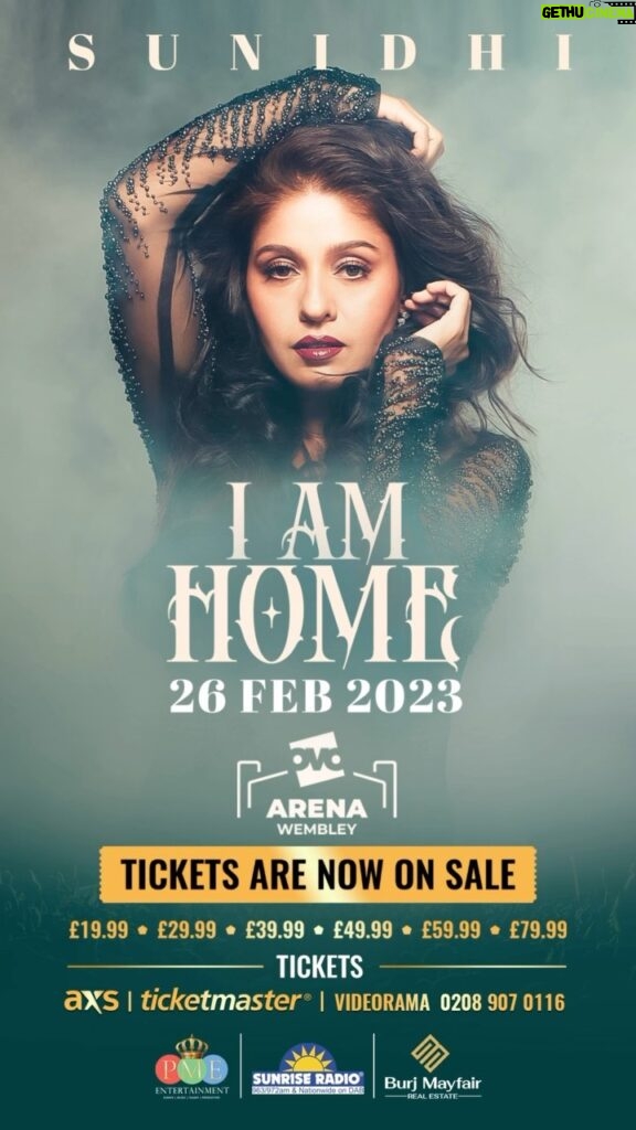 Sunidhi Chauhan Instagram - London!! Tickets are LIVE NOW! 🚨 Visit the link in our bio to get your tickets today. The Diva of Bollywood, Sunidhi is coming back to her favorite city, London on the 26th of February, 2023 with the “I AM HOME” Concert for her fans at the OVO Arena, Wembley. Tickets starting from as low as £19.99 only. Limited seats only, so grab yours today! ⏰ It’s definitely an experience you’ll remember for a long time! 💃🏼 This much awaited concert is proudly bought to you by PME Entertainment & Burj Mayfair. Radio partner: Sunrise Radio @sunidhichauhan | @ovoarena | @thebritishasiantrust | @barnardos_uk | @pmeworld | @thisissunrise | @sunriseradiouk | @burjmayfair | @axsevents OVO Arena Wembley