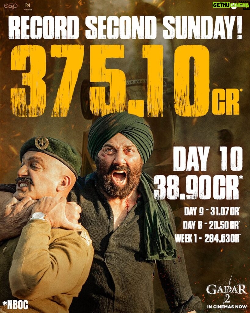 Sunny Deol Instagram - Iss asli movie ke liye aapne jo Gadar machaya hai, uske liye dhanyawaad! 🔥🫶🏻 #IndianCinemasDreamWeekend Book your tickets! (Link in bio) #Gadar2 in cinemas now. 🎞️ @zeestudiosofficial @gadarmovie_official @iamsunnydeol @ameeshapatel9 @iutkarsharma @anilsharma_dir @anilsharmaprod @shaktimaan6963 @mithoon11 @shabinakhanofficial @quadri.sayeed @simratkaur_16 @manishwadhwa.in @hellomontysharma @mrgravitas @zeemusiccompany @zee5 @zeecinema @zee5global