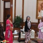 Swastika Mukherjee Instagram - It was such a magnificent surprise to receive an invitation to meet the Honourable Prime Minister of Bangladesh, Ma’am Sheikh Hasina and a huge honour to be at her residence to spend an hour with her. To be in the same space with stalwarts from my country, Sharmila Tagore ma’am and Mama pishi (Mamata Shankar), & Dr. Shohini Ghosh was a proud moment for me. I had the best delicacies of Dhaka at her residence and the tea was nothing I have ever had before. Thank you Director, Ahmed Muztaba Zamal of @dicff_filmfest for making this a possibility for us. Thank you @kaushik.taposh for helping me put @lipstickler ‘s name on the list. I didn’t want her to miss this once in a lifetime opportunity. The honourable PM is humble beyond words, elegant & graceful. She spoke about her kids like any other mother. I feel proud of myself. I wish my parents were here to be a part of this journey. I am so happy for you @tul_palav for being a part of this special day. The gorgeous ensemble belongs to them 💝