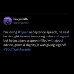 T-Pain Instagram - Following his acceptance of the Legend Award at the @soultrain Awards, the internet gave @tpain his much-deserved flowers 💐💐 #soultrainawards