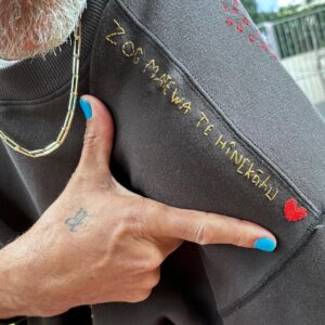 Taika Waititi Instagram - One of the coolest pieces I own. Hand-made, custom-stitched by @itsgoze for me. Including my girls' names. ❤️❤️❤️