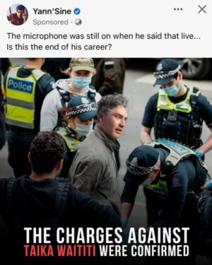 Taika Waititi Instagram - The real crime is this person's Photoshop skills. I'd credit the "artist" but that might be considered cyber bullying. 
There have been a few bogus click-baitey things going around lately, including a bunch of fake accounts messaging people asking to chat. Please ignore them. Believe me, I don't want to talk to any of you.