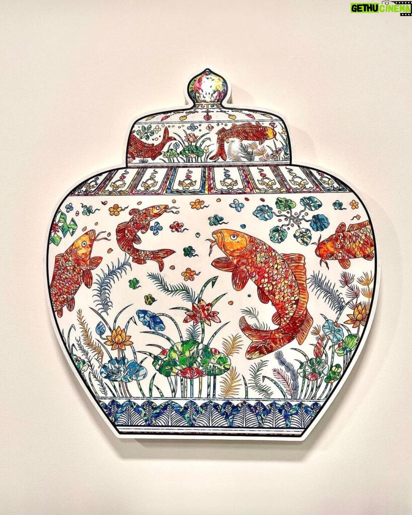 Takashi Murakami Instagram - If you’ve walked through our collection galleries before, you may notice a very familiar Ming dynasty Chinese porcelain jar in #MurakamiMonsterized. On view for the first time, this is one of several new works Murakami created for this exhibition. Murakami’s love of ceramics led him to start translating their designs into paintings, beginning with his monumental blue and white Qinghua series which are also part of this exhibition. Inspired to make a painting of our lidded jar, exhibition curator Laura Allen brought photos of the artwork to his studio in 2019. 🏛 See this new painting by Murakami then head to the second floor galleries to see the original lidded jar that inspired him. But be sure to visit soon! The last day to see “Murakami: Monsterized” is Feb. 12. #MuseumDifferently #AsianArtMuseum #TakashiMurakami Asian Art Museum
