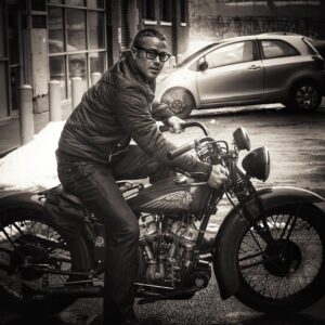 Taylor Kinney Instagram - @elizabethmorrisrocks took this pic. 1936 Indian JR.  Scout. 3 gere suicide shifter on the right. Foot clutch on left. Throttle on left. Special bike.
