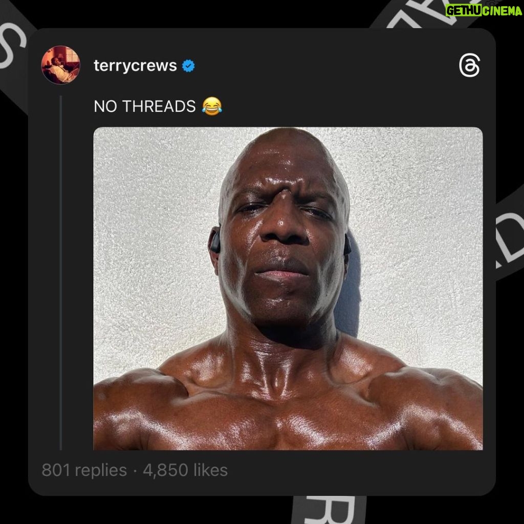 Terry Crews Instagram - NO THREADS 😂 But really… follow me on @threadsapp! #threads