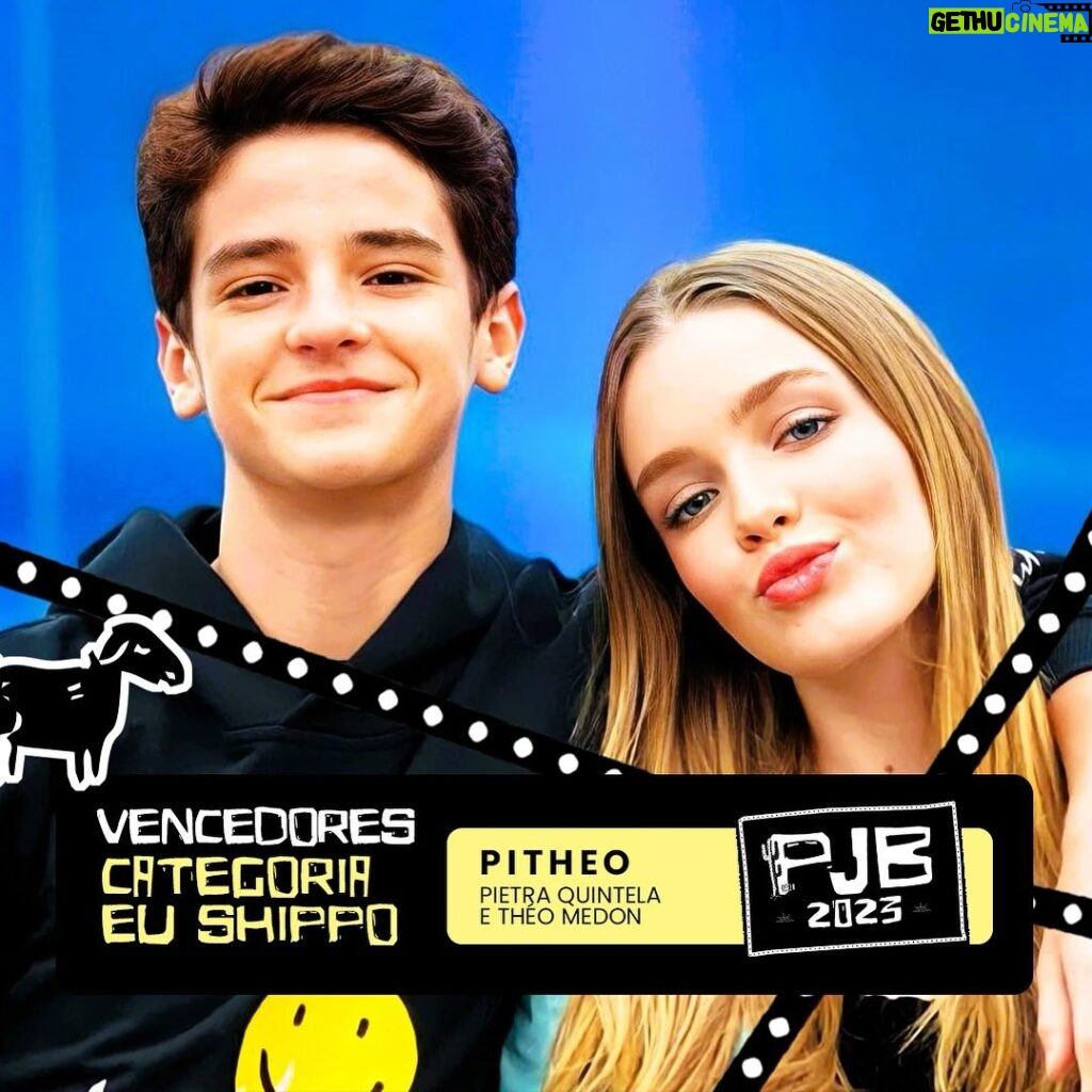 Théo Medon Instagram - ⭐️⭐️⭐️Os GRANDES VENCEDORES da categoria #EuShippo #PJB são a LINDA @pietraquintela + o FOFÍSSIMO @theomedon, o "casal" MAIS SHIPPADO de 2023!!!⭐️⭐️⭐️ #pitheo ❤️‍🔥🥰 E a premiação mais QUENTE e ARRETADA do ano vai ficar ainda mais MASSA com a todo o CARISMA dessa dupla APAIXONANTE!!! 😍❤️‍🔥 🔥🙋🏽‍♀️⚡️🙋🏻‍♂️🔥 #ThéoMedon + #PietraQuintela têm a CARA DO JOVEM BRASILEIRO e o #PrêmioJovem vai BRINDAR a combinação de tanto TALENTO e AFINIDADE com a taça + DEMOCRÁTICA da Internet!!! 🔥🙋🏼‍♂️⚡️🙋🏿🔥!!! 💪Vem com a gente.. Vem com Tudo... Pro #MelhorPrêmiodoMundo!!! 🌎 São Paulo, Brazil