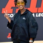 Thuso Mbedu Instagram - A basketball court for a red carpet. Wearing cute sneakers as part of the outfit?! Well, stitch me up and call me Patchy because I’m there like a bear! The @airmovie premiere was tons of fun! The movie is such a beautifully told story. Everyone loved it. Congrats to everyone involved 🫶🏾 Makeup by @makeupbyhendra Nike fit courtesy of @nike #RM72