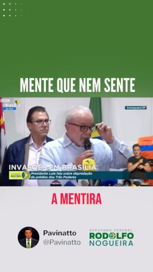Tiago Pavinatto Instagram - A “democracia relativa” do atual governo. Há 1 ano Lula mentiu ao dizer que a esquerda nunca invadiu um prédio público, as imagens derrubam suas falsas narrativas. 

A esquerda é só destruição!