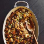 Tiffani Thiessen Instagram - Thanksgiving Countdown continues- The love of stuffing…or dressing…what do you guys call it? Either way, this Sun-dried Tomato and Fennel Stuffing is one that we always double or triple the recipe because everyone wants MORE. I even use the leftovers to make the most amazing savory waffles (I’ll show you that later, promise) #recipe in my book #pullupachair and in the #linkinbio