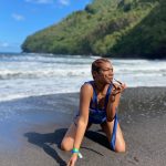 Tiffany Haddish Instagram - I Love being silly on the black sand beach. I have always wanted to do a swimsuit photo shoot. This silly one will do for now #Hana #hawaii #sheready