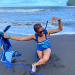 Tiffany Haddish Instagram - I Love being silly on the black sand beach. I have always wanted to do a swimsuit photo shoot. This silly one will do for now #Hana #hawaii #sheready