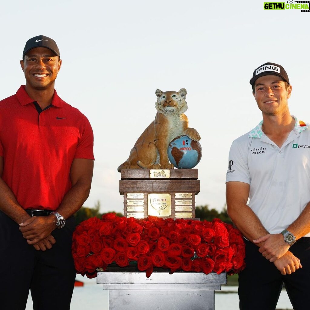 Tiger Woods Instagram - Congratulations to @viktor_hovland on winning the #HeroWorldChallenge. Thank you to @heromotocorp, the players and everyone who supported this year’s tournament, benefitting @tgrfound.